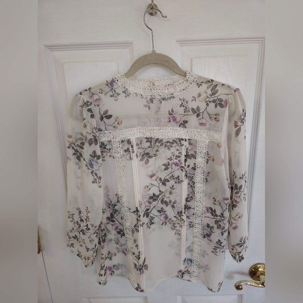 LC Lauren Conrad Runway 2 pc Blouse and Maxi Skirt Set Floral Size Small - Picture 3 of 16